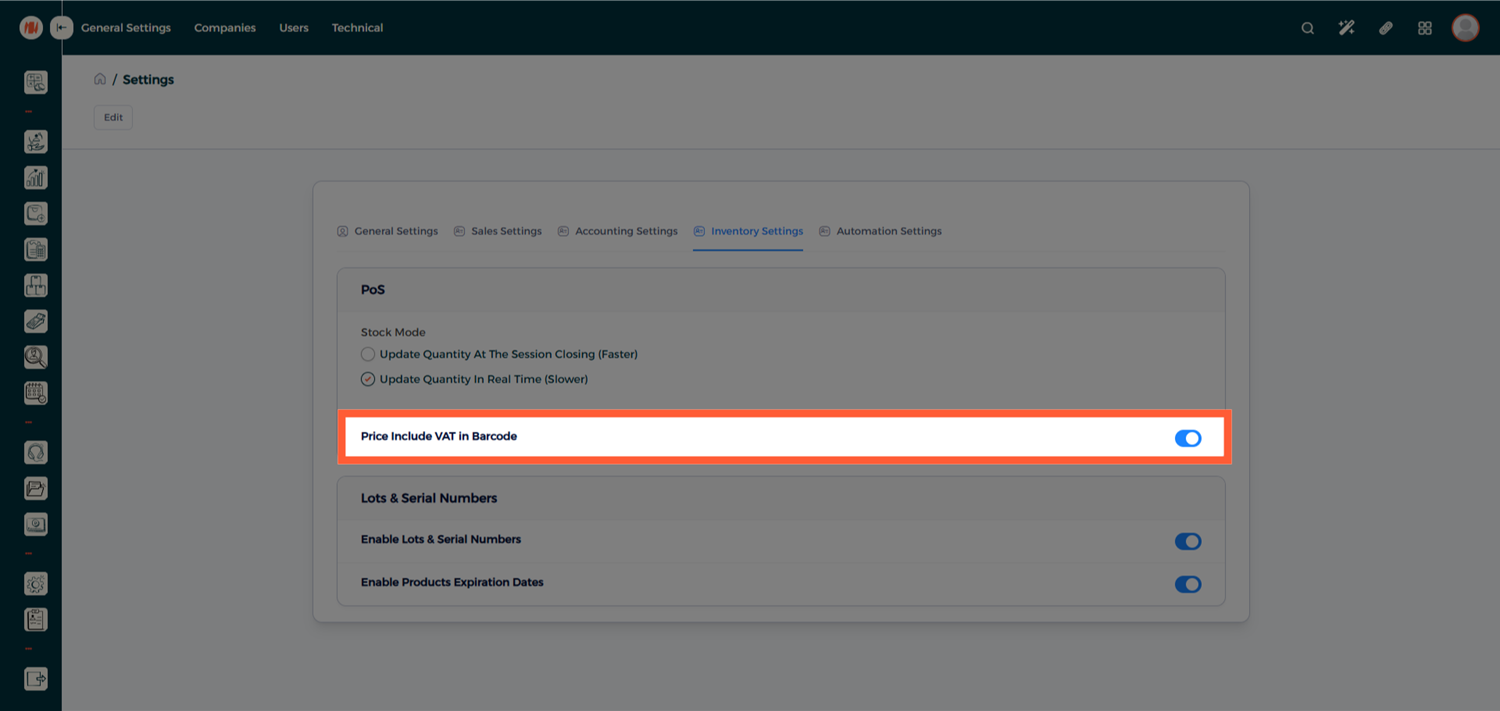 Step 8 - Enable VAT Barcode