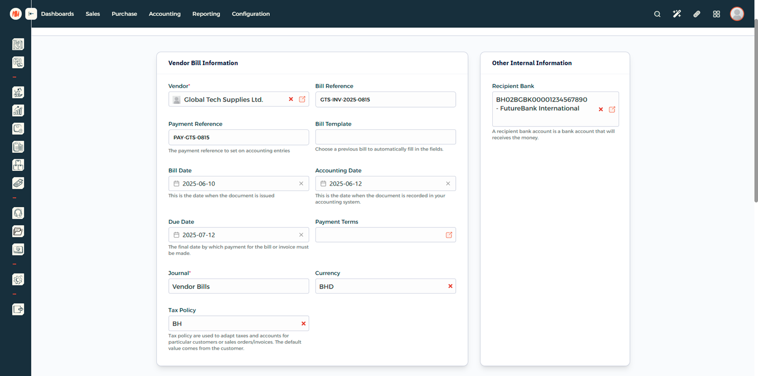 Step 3 - Add Vendor Bill Items